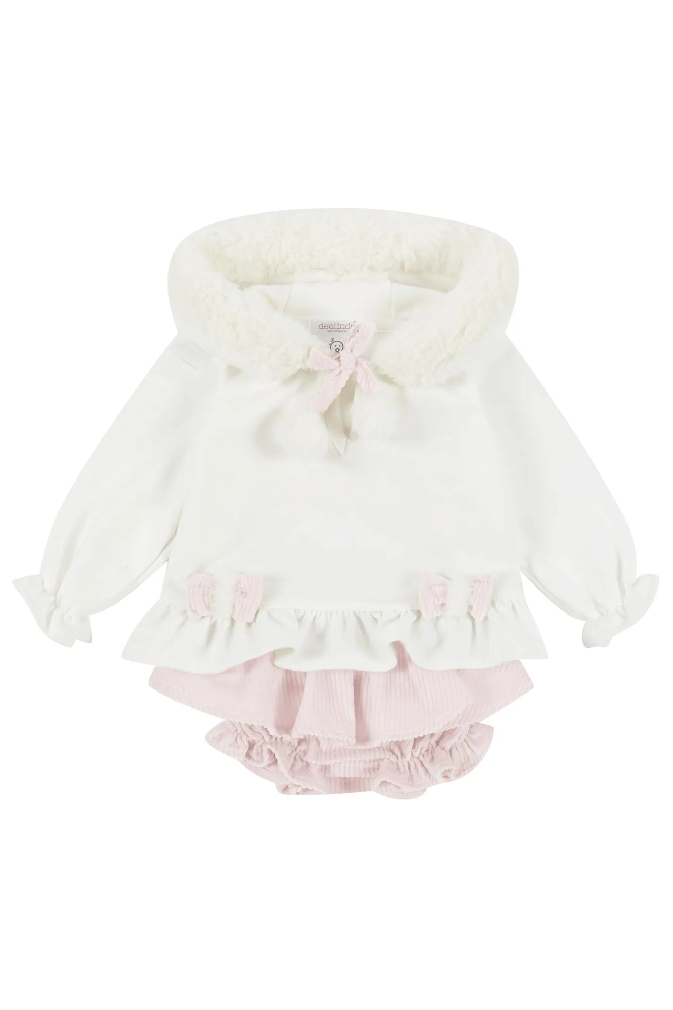 "Elinora" Faux Fur Hoodie & Pink Bloomers