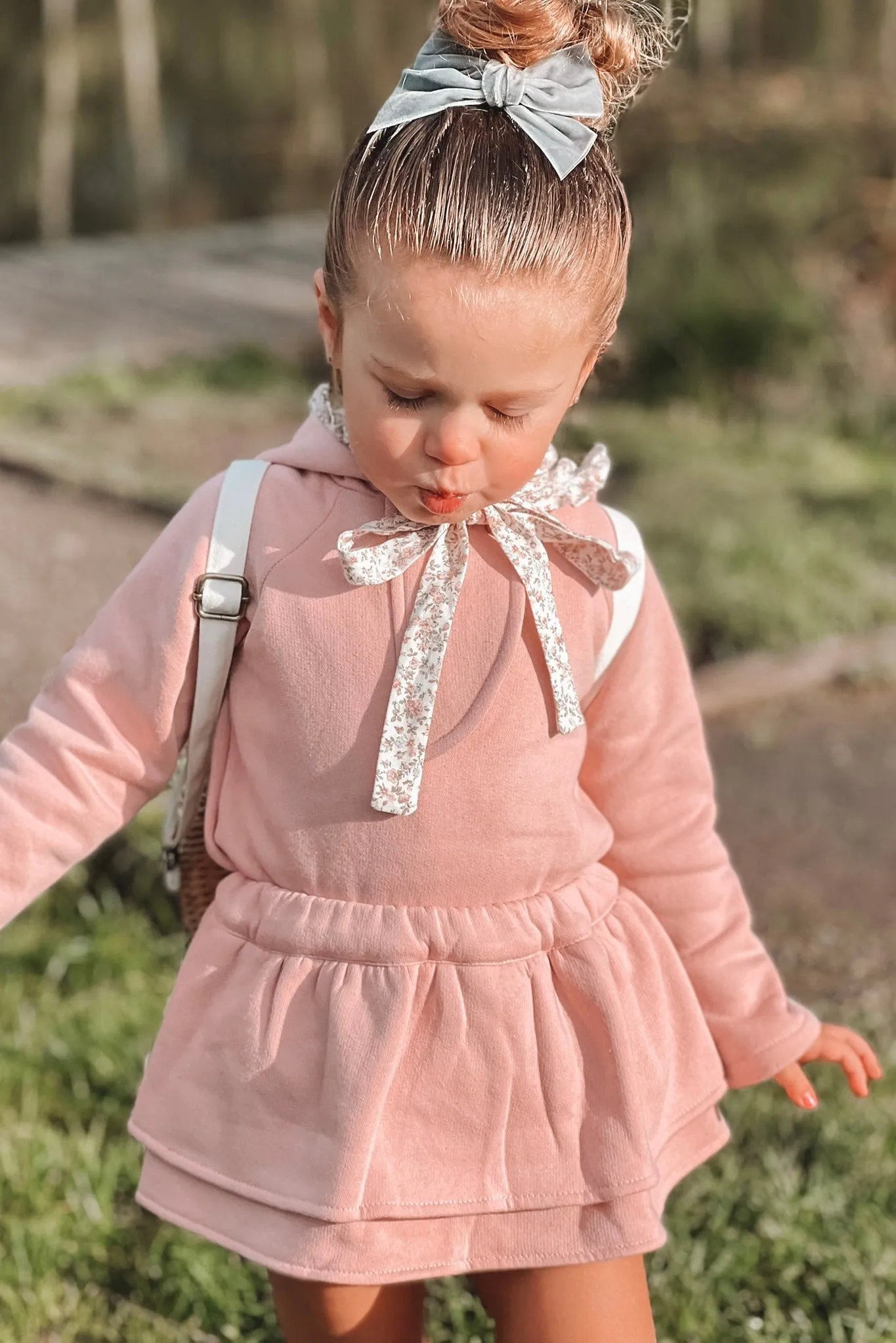 "Emilia" Dusky Pink Floral Hoodie & Skirt