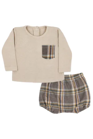 "Evan" Brown Tartan Top & Jam Pants