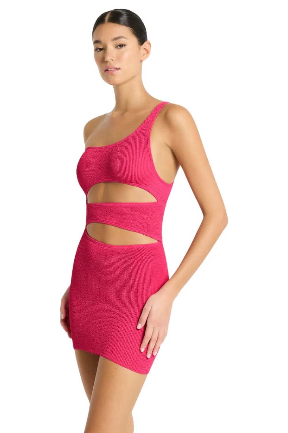 RASPBERRY RECYCLED RICO DRESS