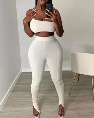 Razzle One Shoulder Top And Ruched Pants