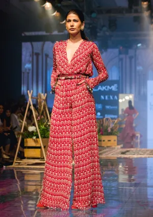Red Jumpsuit With Belt