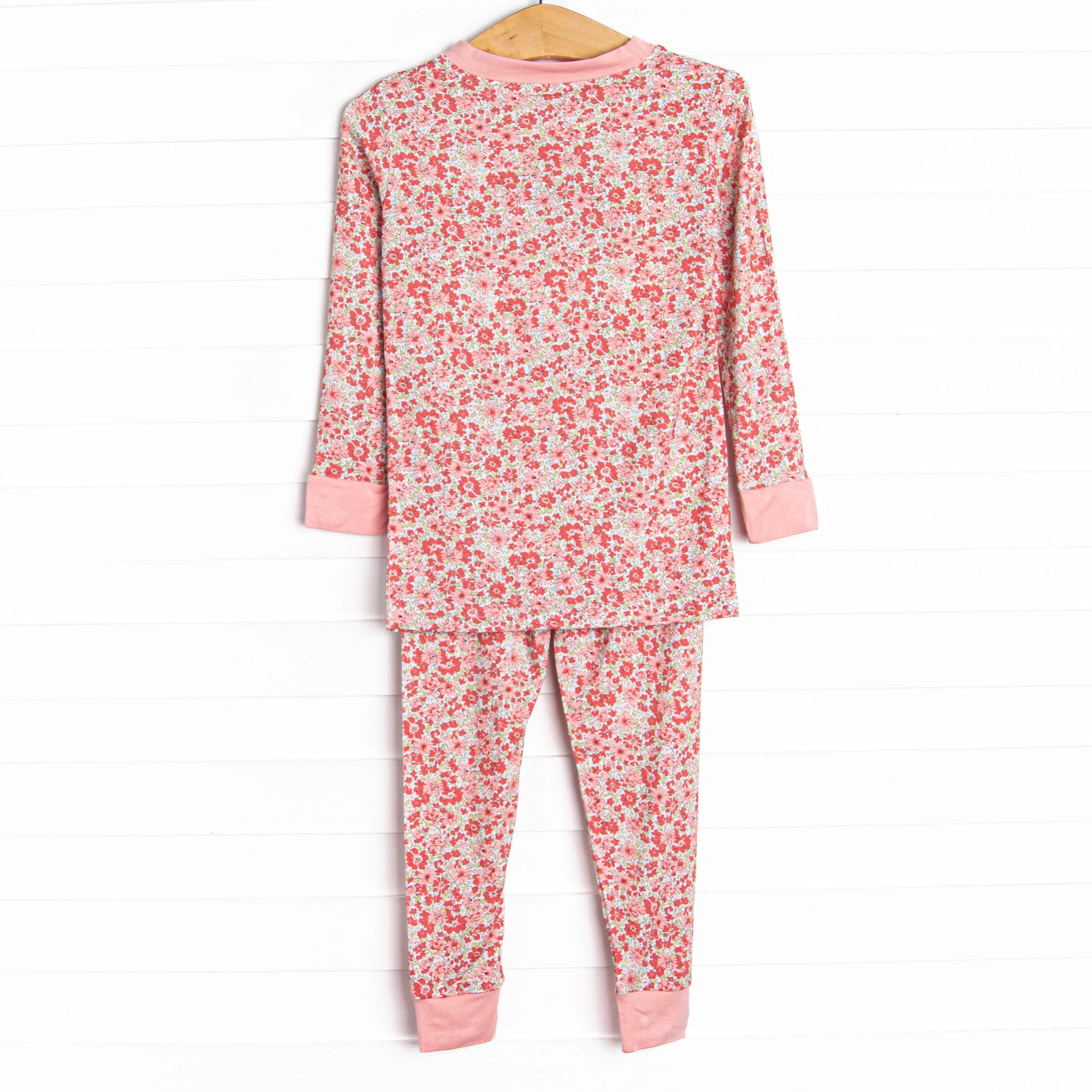 Red Ribbons Bamboo Pajama Set, Red
