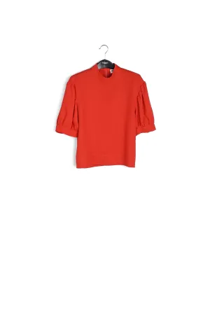 Red top with puffed sleeves
