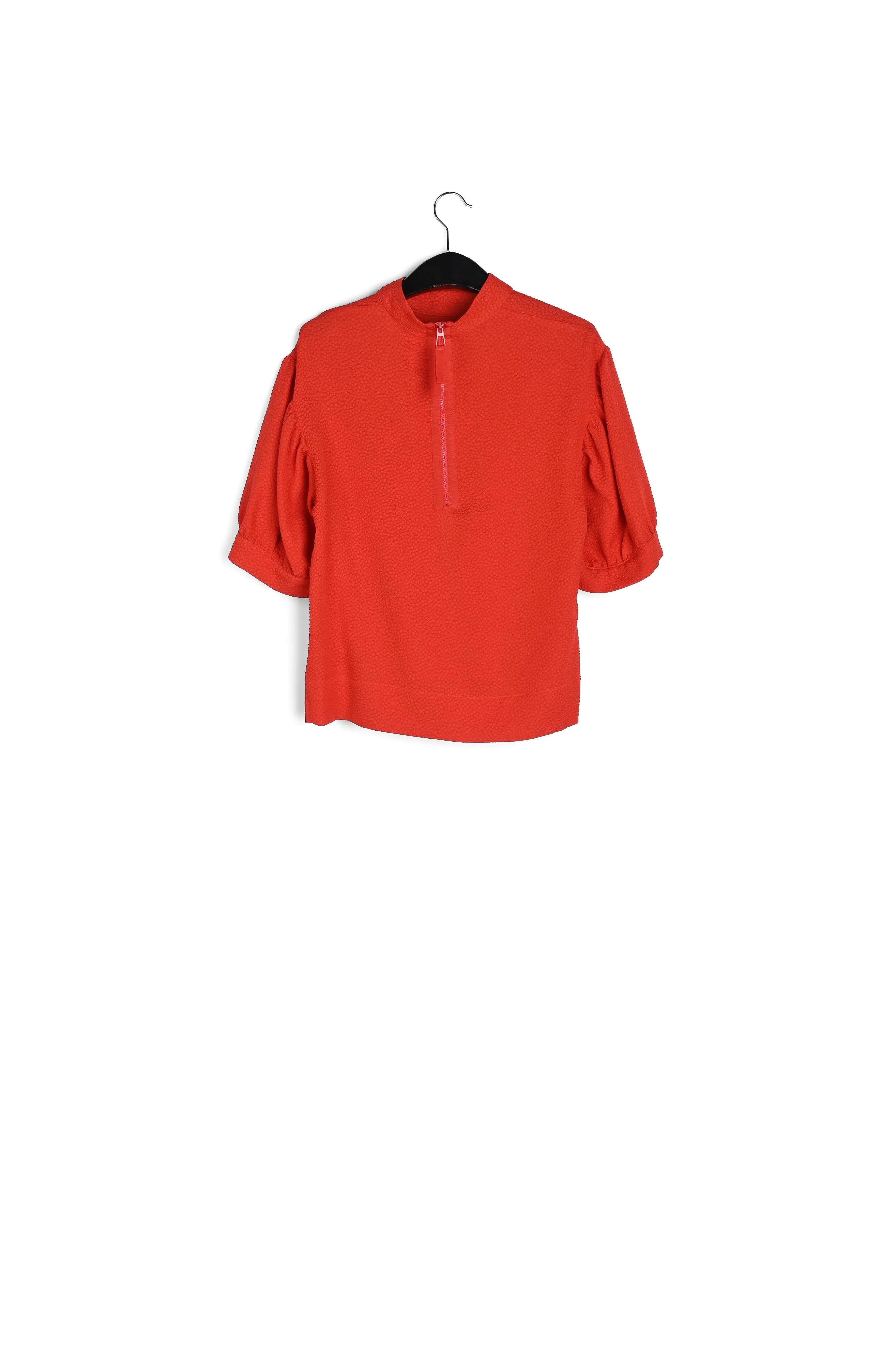 Red top with puffed sleeves