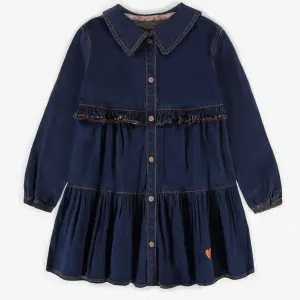 Robe à volants étagés en denim léger, enfant || Lightweight denim dress with tiered ruffles, child