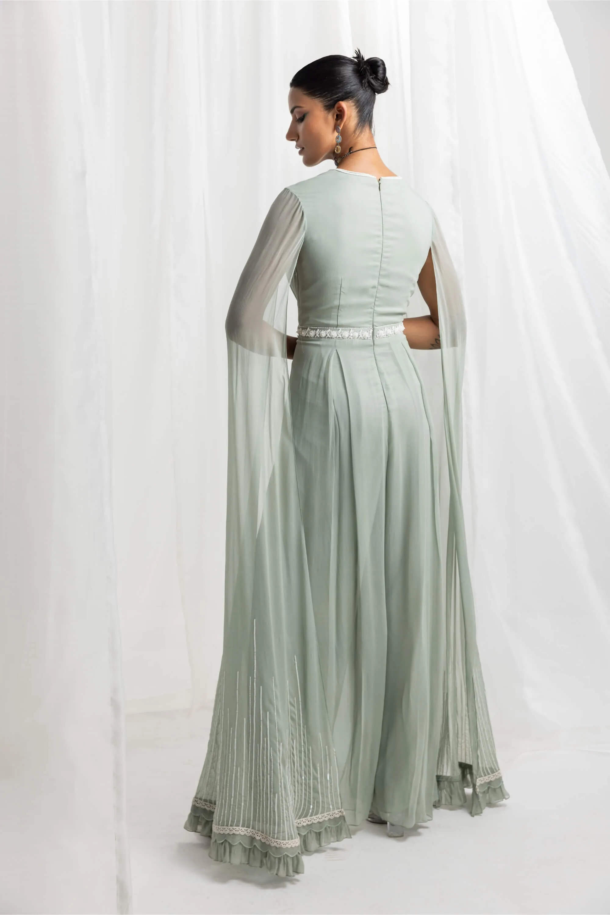 Sage green embellished jumpsuit