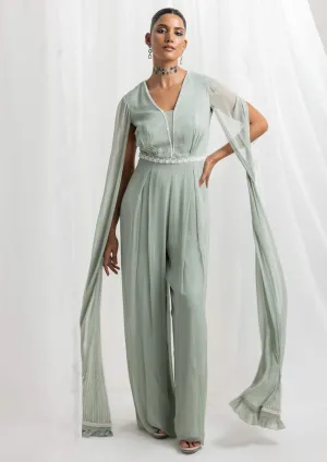 Sage green embellished jumpsuit