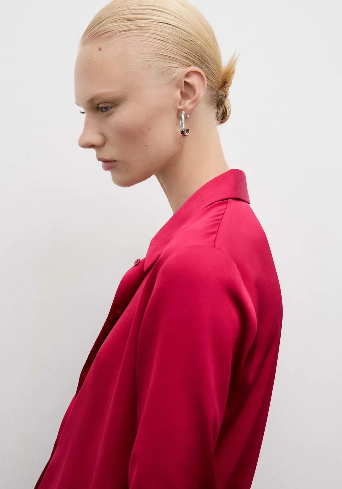 Satin finish flowy shirt - Bright Pink