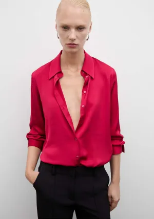 Satin finish flowy shirt - Bright Pink
