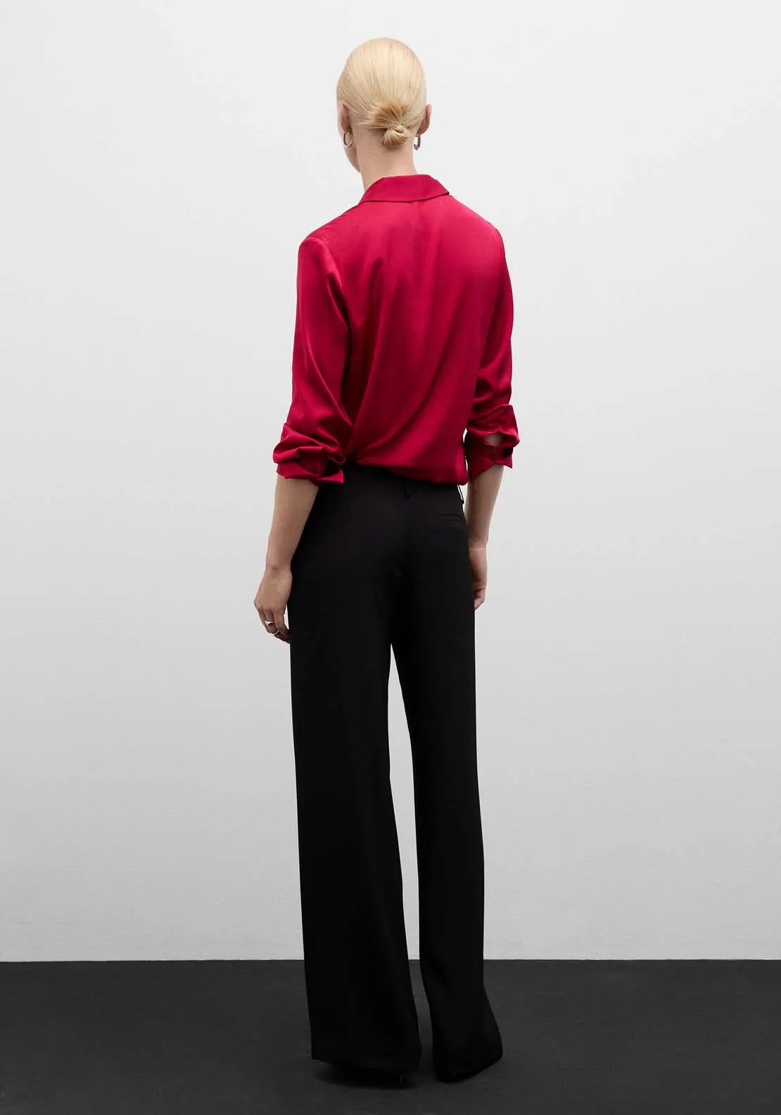 Satin finish flowy shirt - Bright Pink