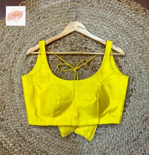 Scoop Neck Premium Sleeveless Blouse - Bright Yellow