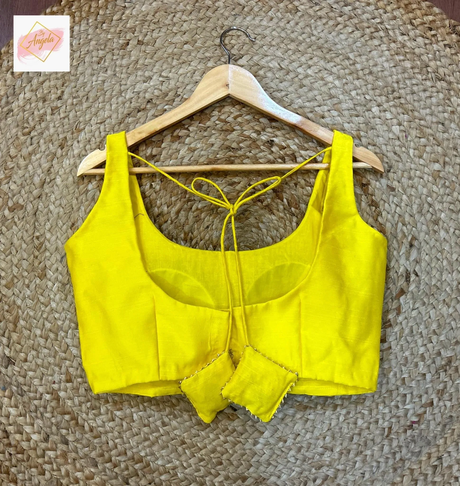 Scoop Neck Premium Sleeveless Blouse - Bright Yellow