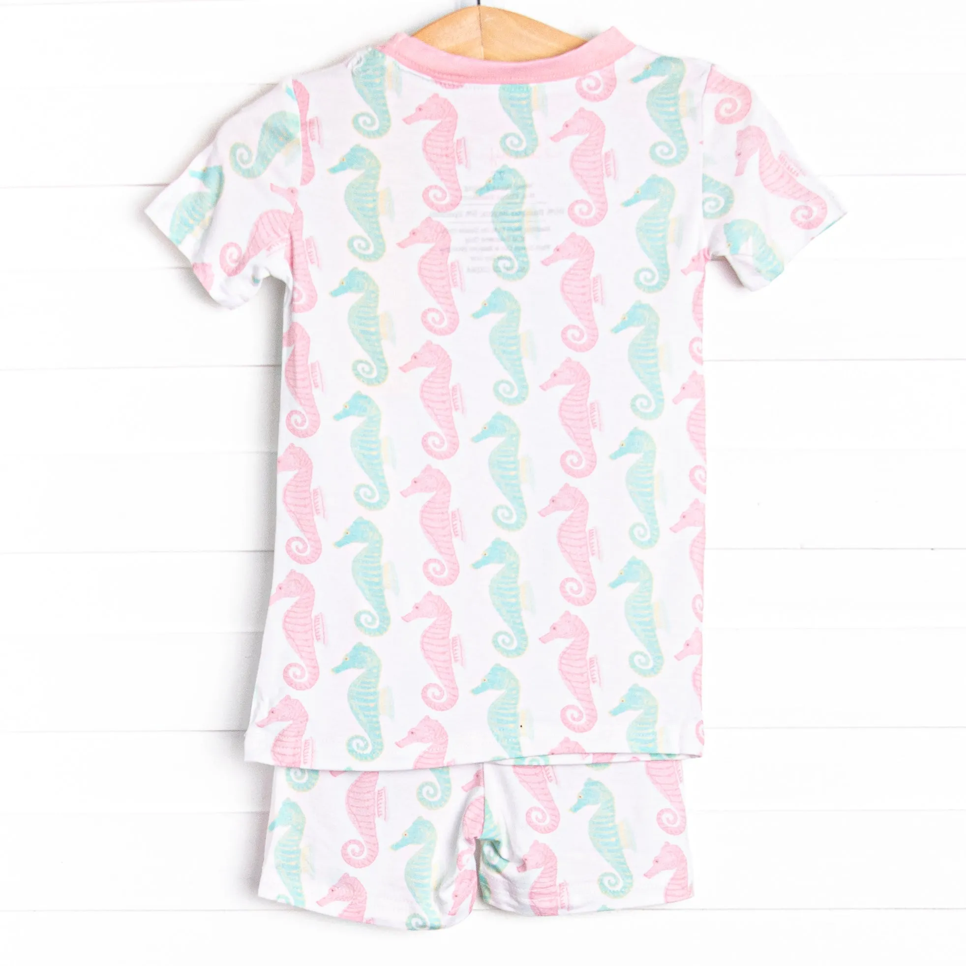Seahorsin' Around Bamboo Pajama Short Set, Pink