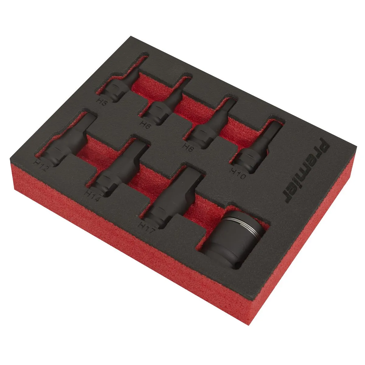 Sealey Impact Hex Socket Bit Set 8 Piece 3/8" Drive 5-17mm in EVA Storage Tray