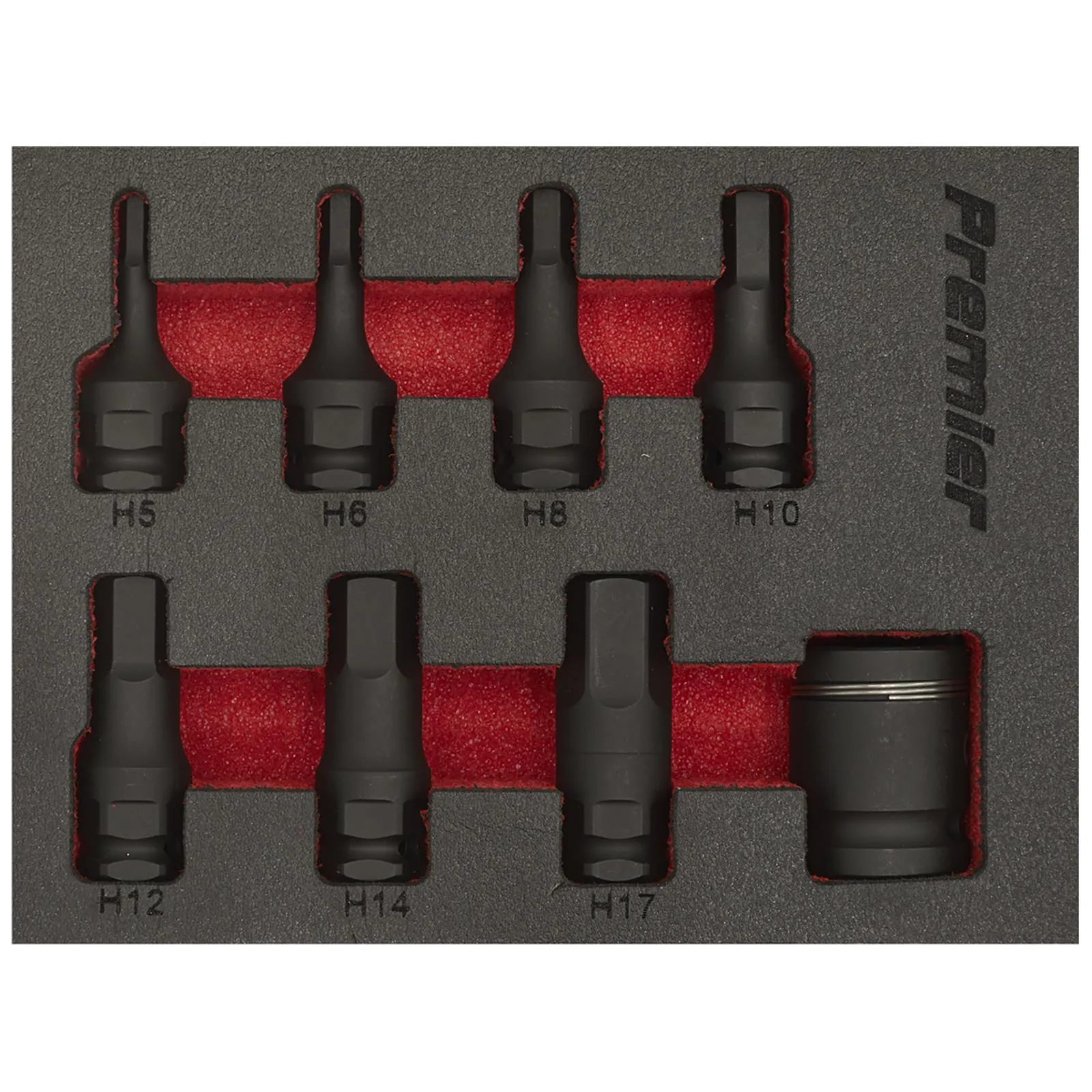 Sealey Impact Hex Socket Bit Set 8 Piece 3/8" Drive 5-17mm in EVA Storage Tray