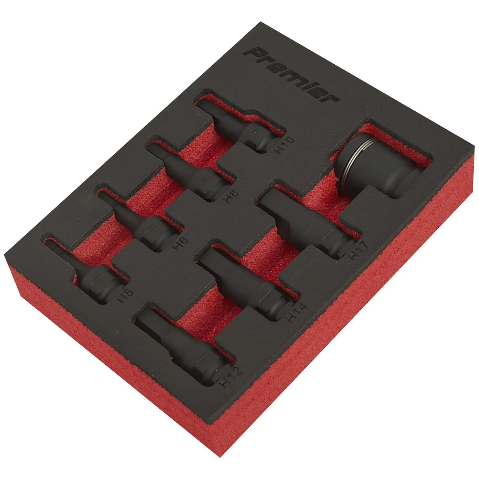 Sealey Impact Hex Socket Bit Set 8 Piece 3/8" Drive 5-17mm in EVA Storage Tray