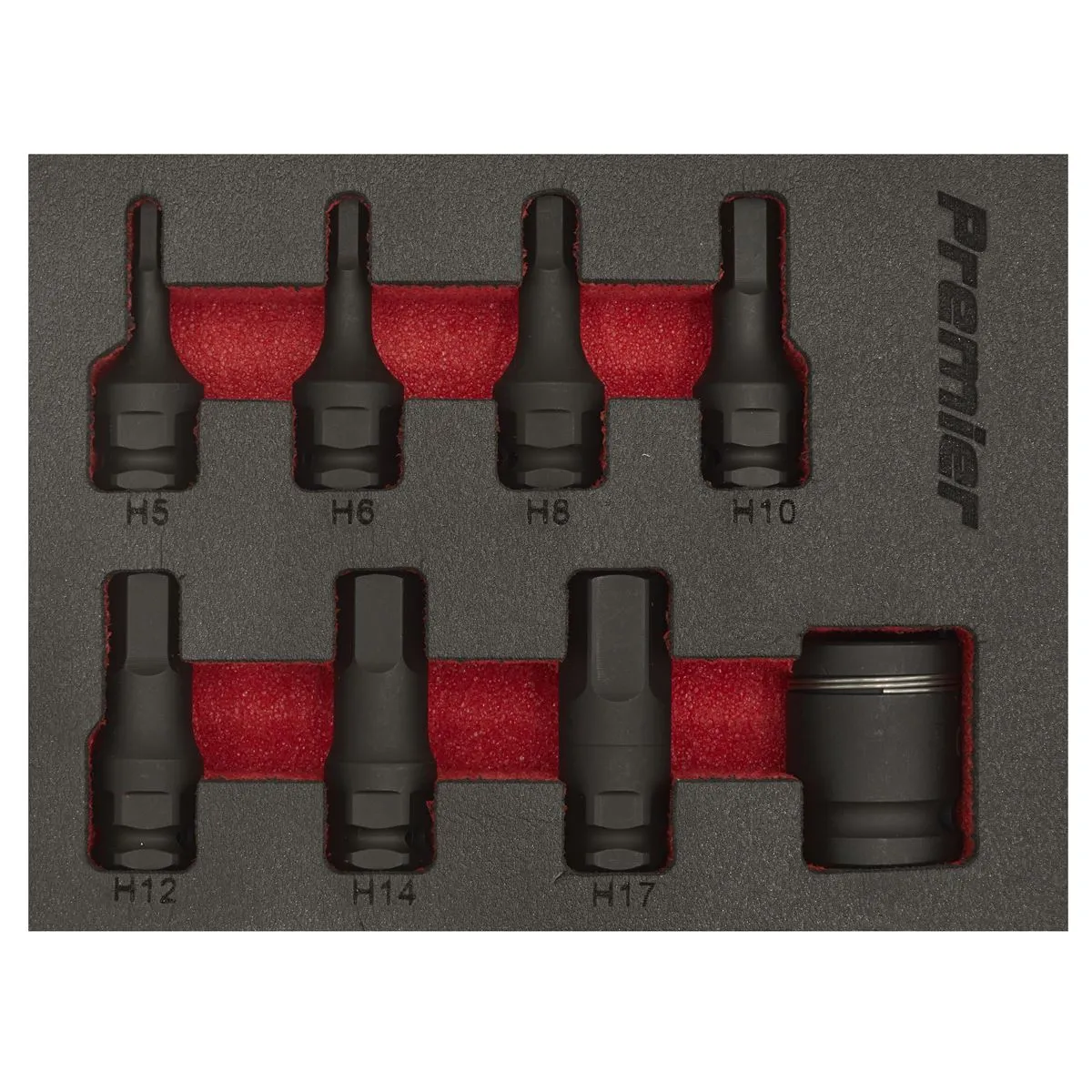 Sealey Impact Hex Socket Bit Set 8 Piece 3/8" Drive 5-17mm in EVA Storage Tray