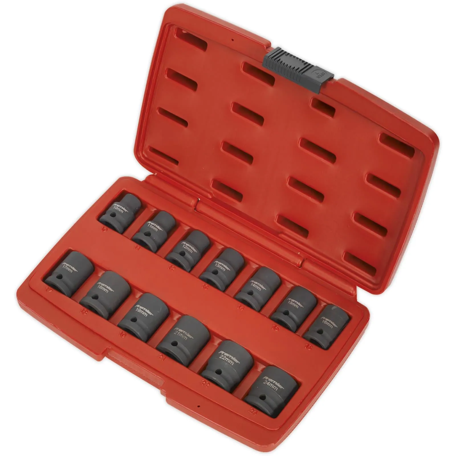 Sealey Impact Socket Set Total Drive 1/2" Metric Hardened Wrench 10-24mm 13pc