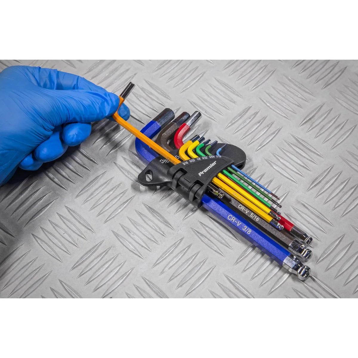 Sealey Premier Ball-End Hex Key Set 9pc Long Colour-Coded Imperial