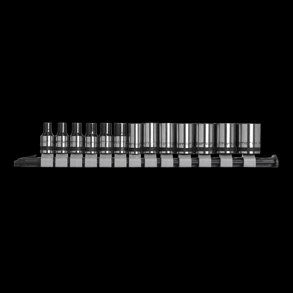 Sealey Premier Black Socket Set 13pc 1/4"Sq Drive Metric - Premier Black