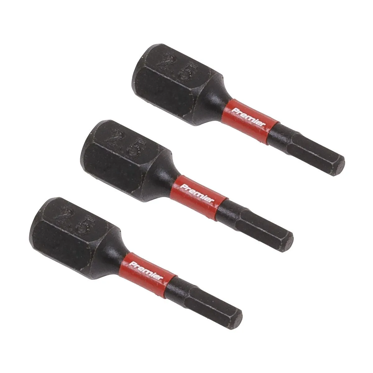 Sealey Premier Hex 2.5mm Impact Power Tool Bits 25mm - 3pc