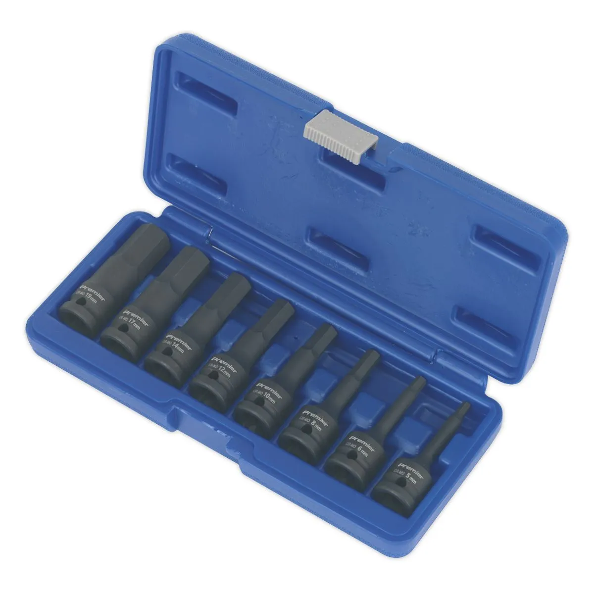 Sealey Premier Impact Hex Socket Bit Set 1/2"Sq Drive