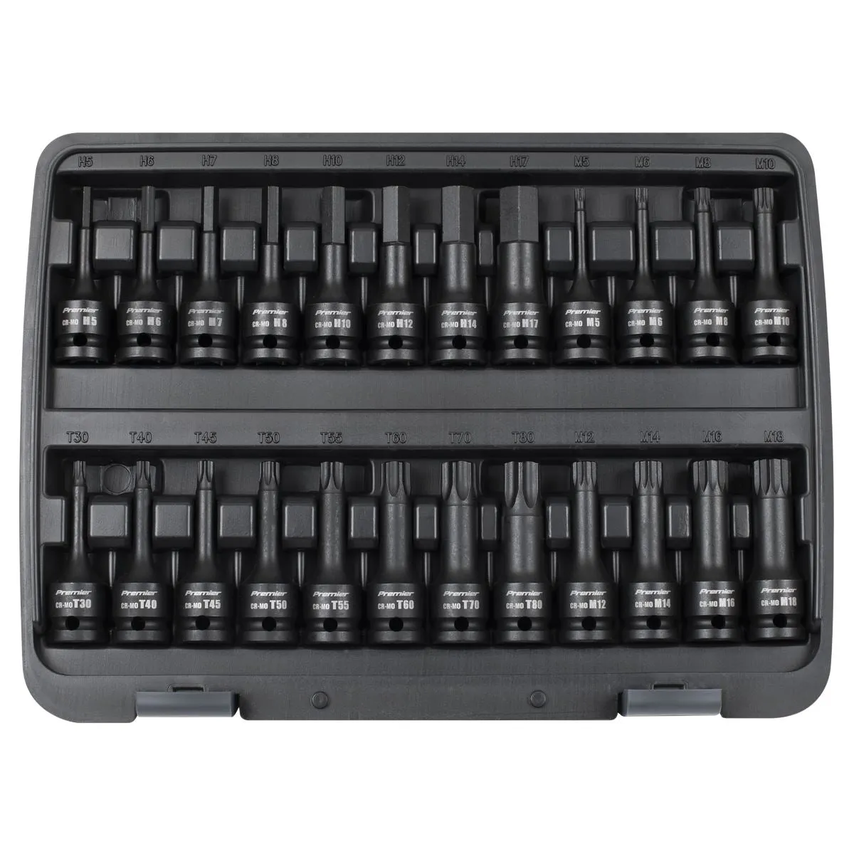 Sealey Premier Impact Socket Bit Set 1/2"Sq Drive 24pc Hex/TRX-Star*/Spline