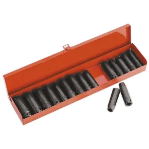 Sealey Premier Impact Socket Set 16pc Deep 1/2"Sq Drive Metric/Imperial