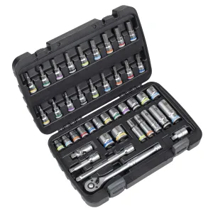 Sealey Premier Socket & Socket Bit Set 3/8"Sq Drive 42pc