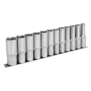 Sealey Premier Socket Set 12pc 1/2"Sq Drive 6pt Deep WallDrive® Metric