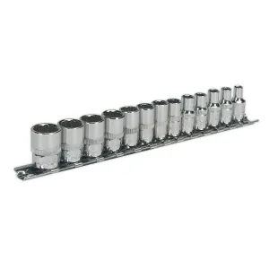 Sealey Premier Socket Set 13pc 1/4"Sq Drive 12pt WallDrive® Metric