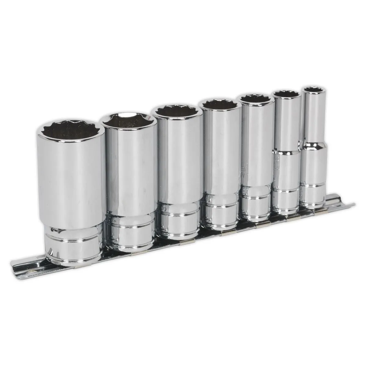 Sealey Premier Socket Set 7pc 3/8"Sq Drive Deep Whitworth