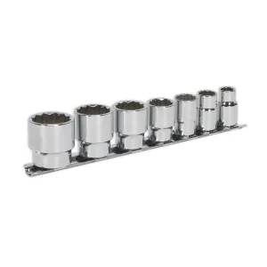 Sealey Premier Socket Set 7pc 3/8"Sq Drive Whitworth