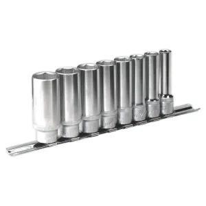 Sealey Premier Socket Set 8pc 3/8"Sq Drive 6pt Deep WallDrive® Imperial