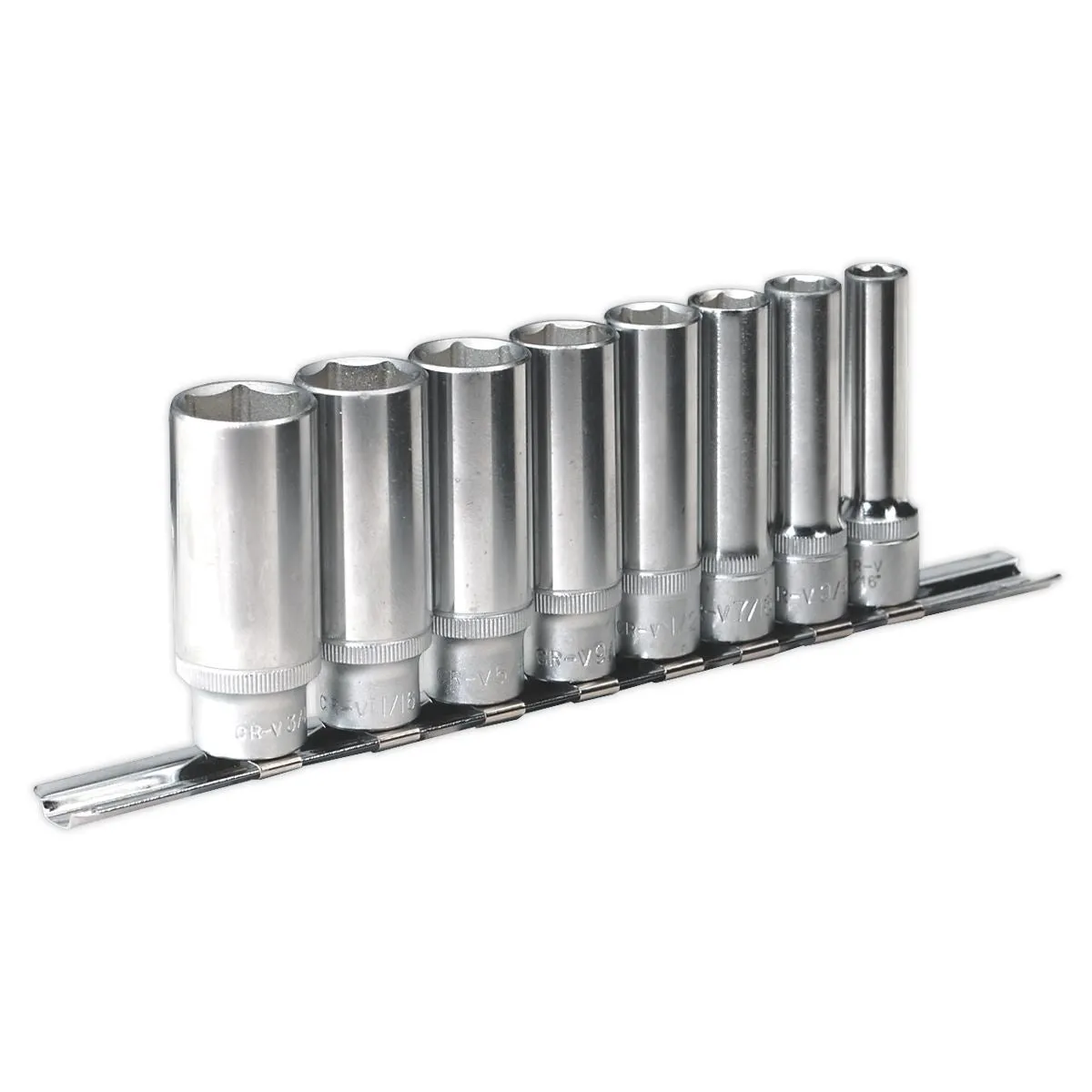 Sealey Premier Socket Set 8pc 3/8"Sq Drive 6pt Deep WallDrive® Imperial