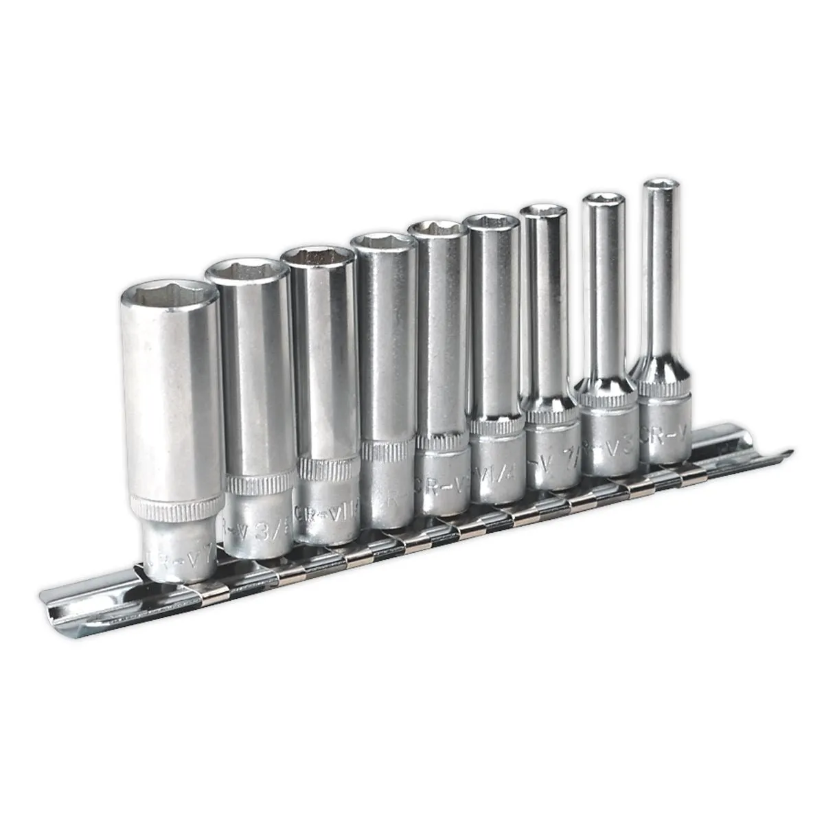 Sealey Premier Socket Set 9pc 1/4"Sq Drive 6pt Deep WallDrive® Imperial
