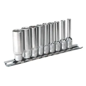 Sealey Premier Socket Set 9pc 1/4"Sq Drive 6pt Deep WallDrive® Imperial