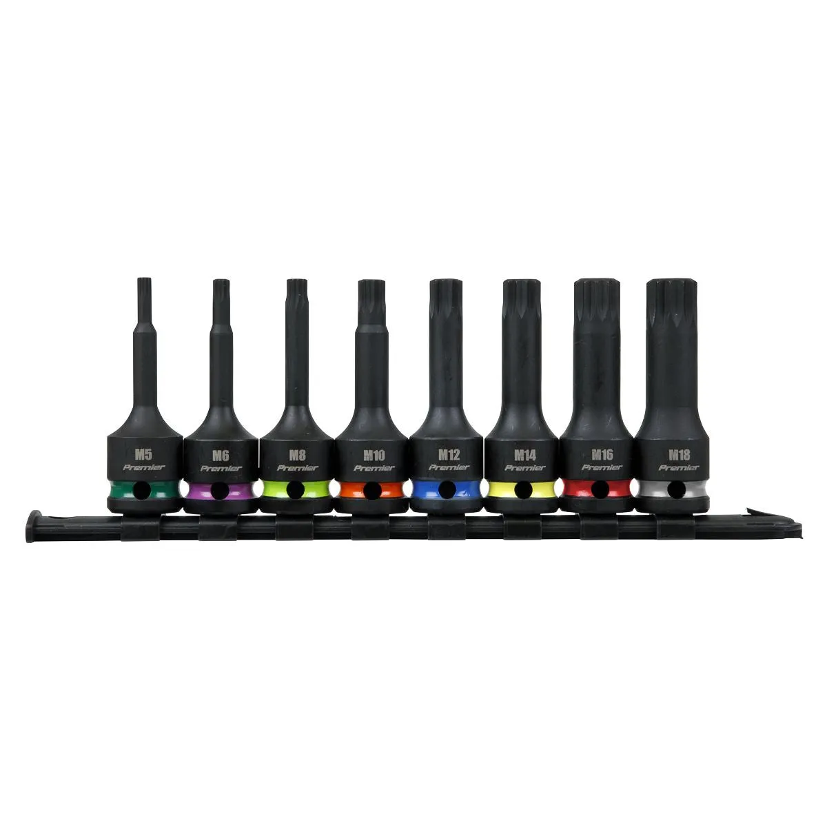 Sealey Premier Spline Impact Socket Bit Set 8pc 1/2"Sq Drive