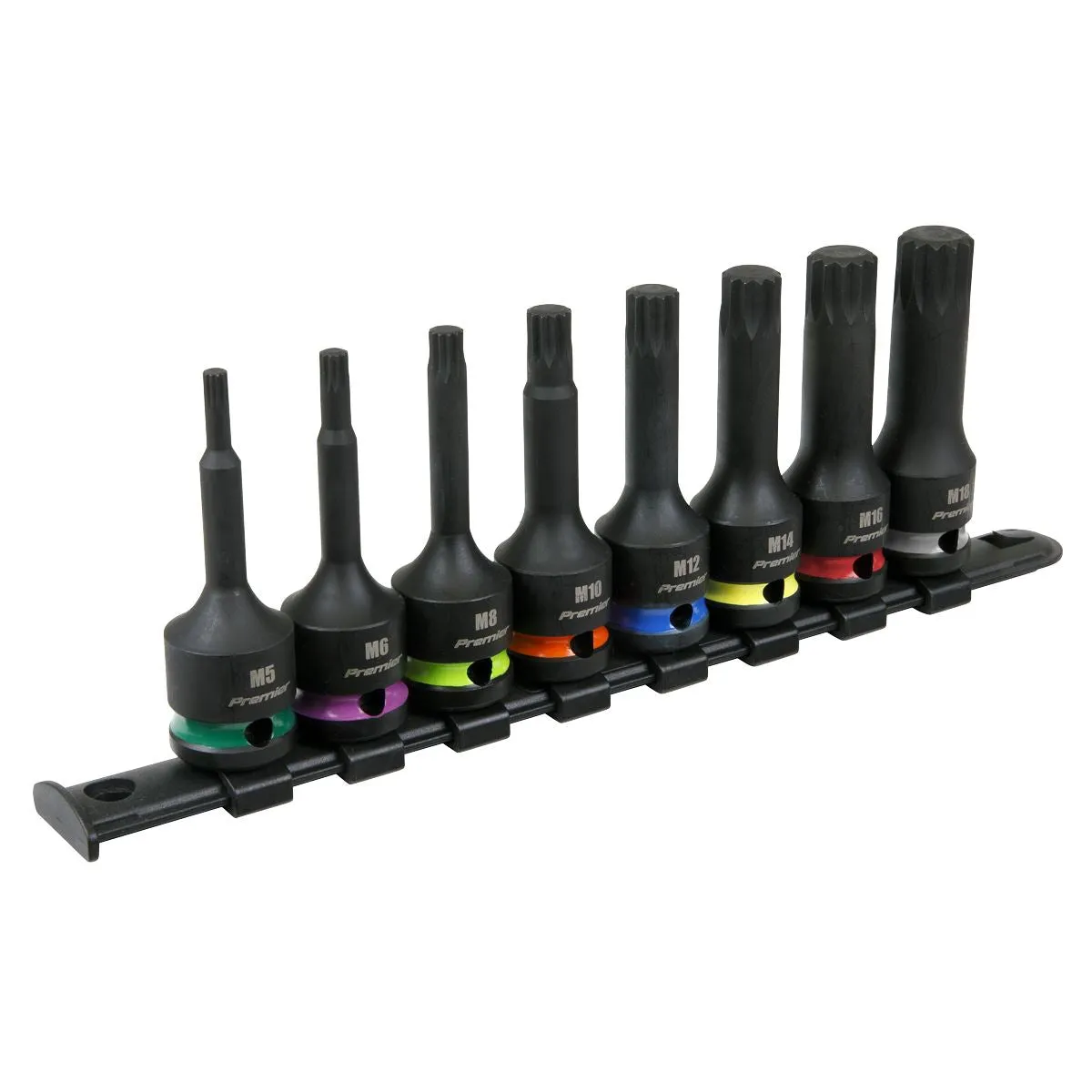 Sealey Premier Spline Impact Socket Bit Set 8pc 1/2"Sq Drive