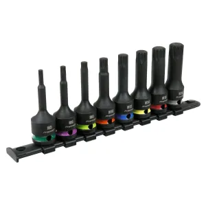 Sealey Premier Spline Impact Socket Bit Set 8pc 1/2"Sq Drive