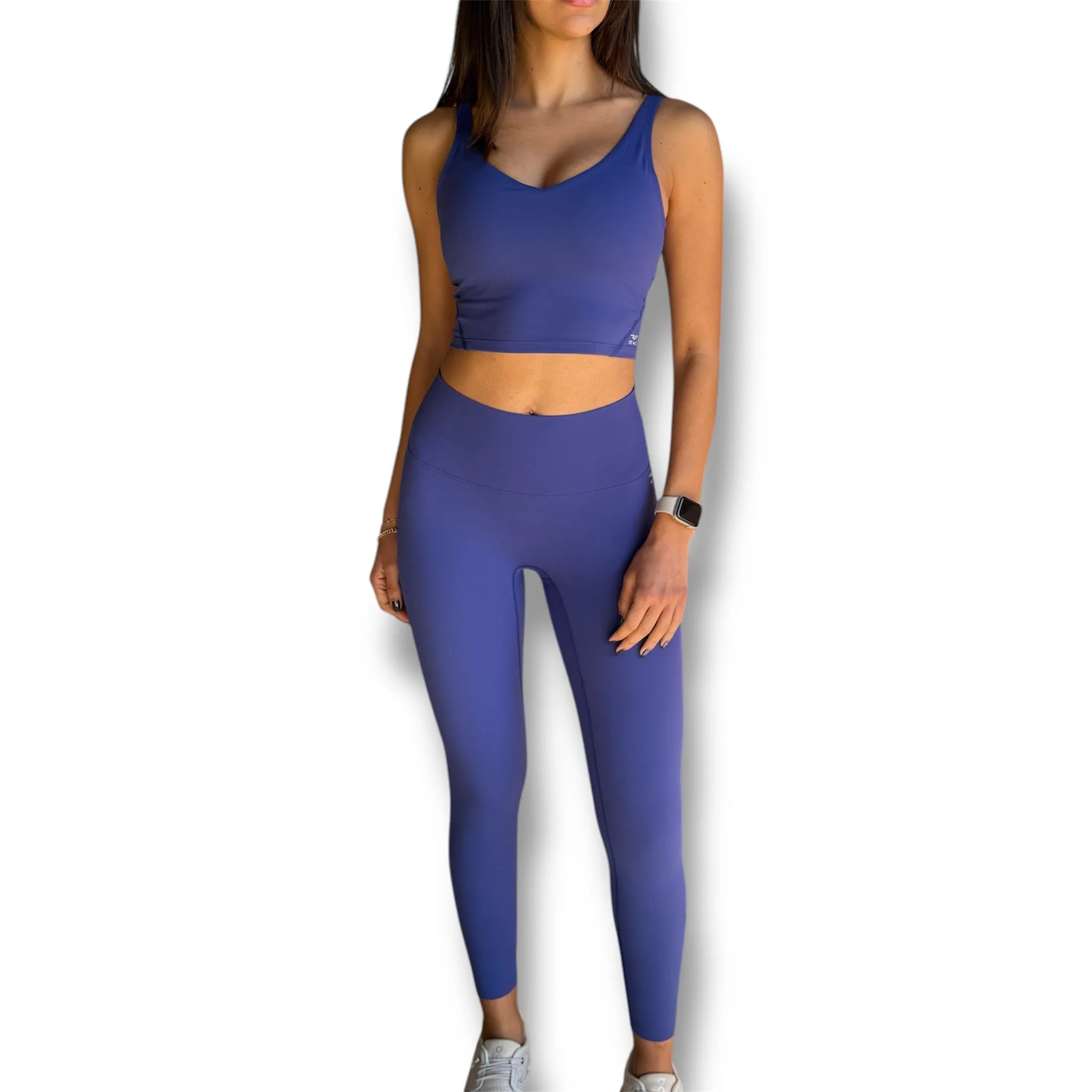 Seamless Front Basic Leggings - Blue Iris
