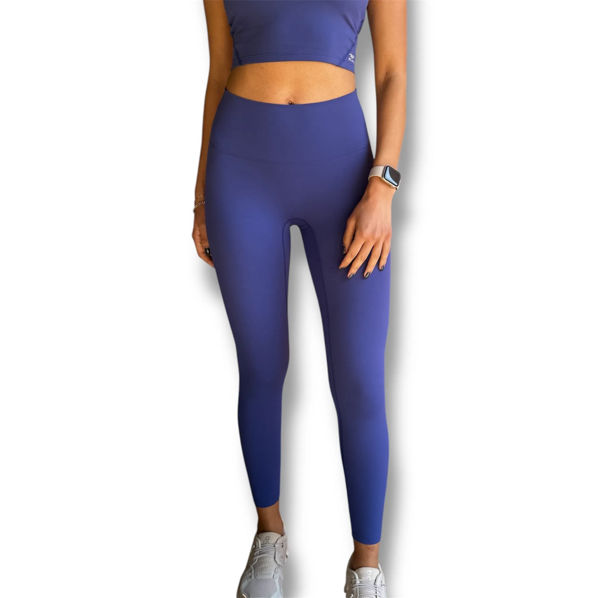 Seamless Front Basic Leggings - Blue Iris