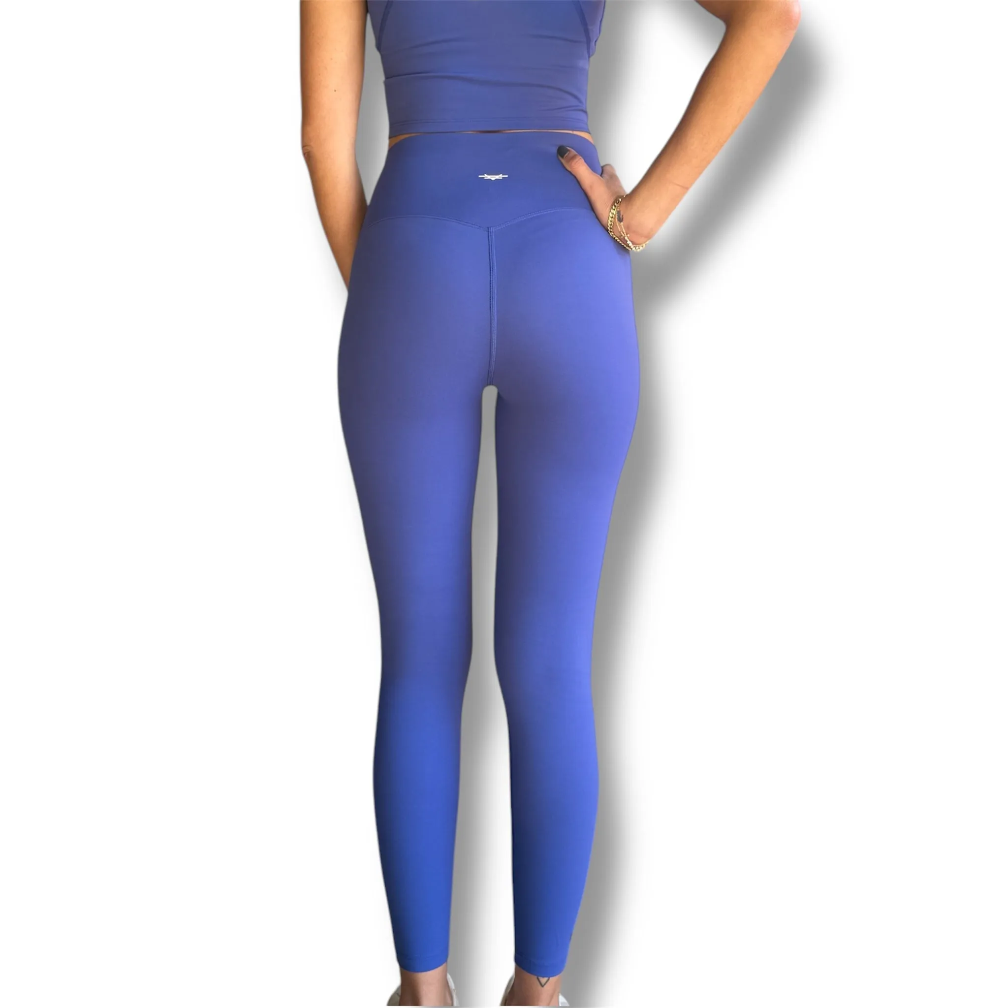 Seamless Front Basic Leggings - Blue Iris