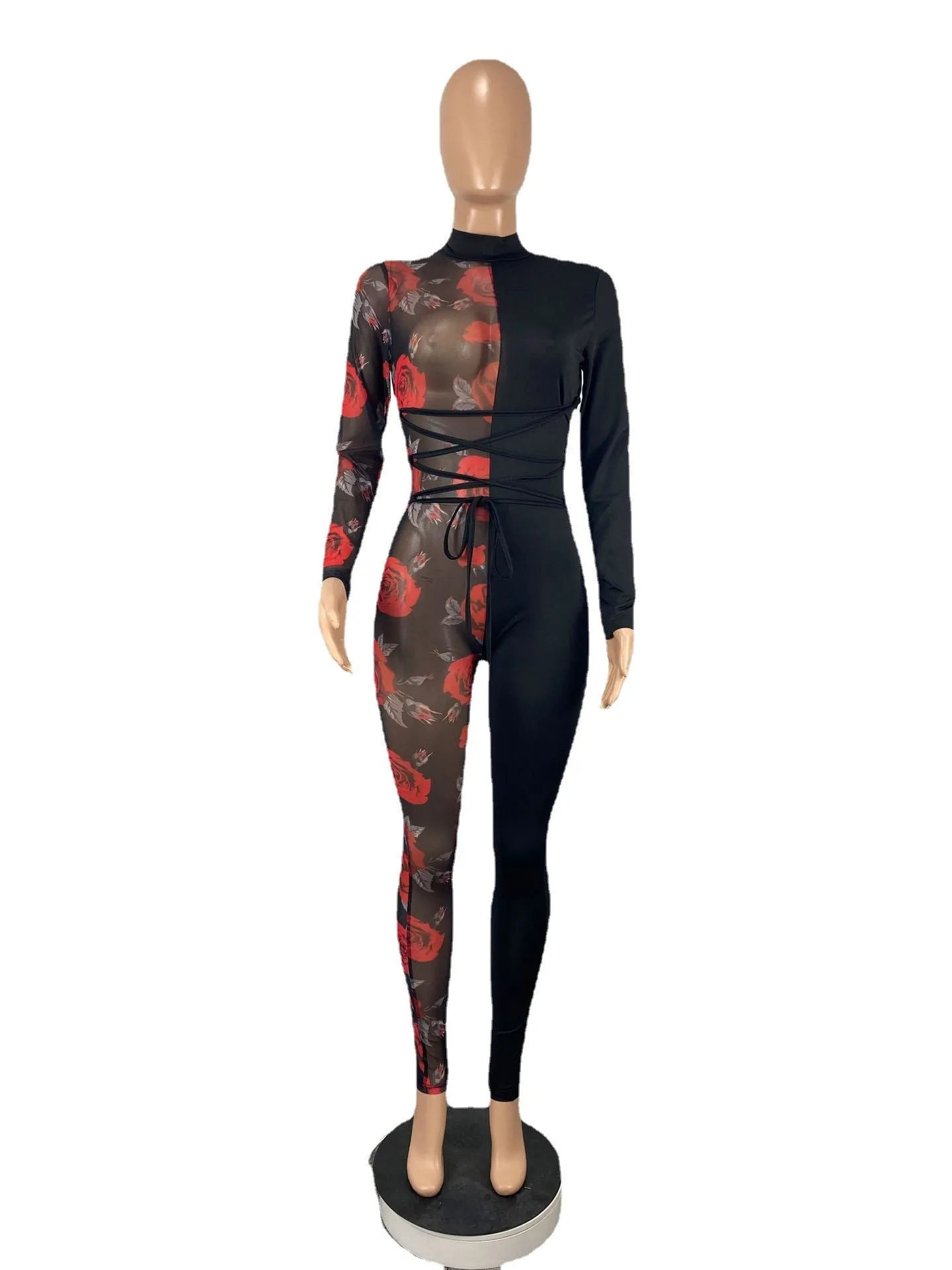Sexy Mesh Panel Jumpsuit AY1712