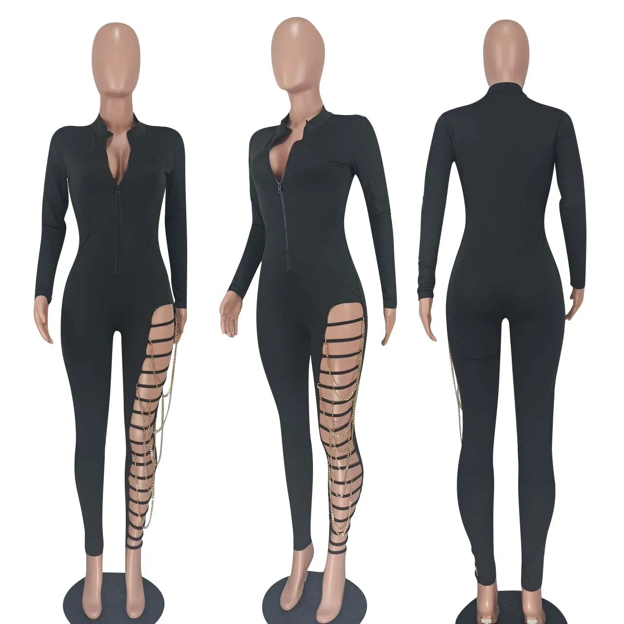 Sexy Solid Color Chain Jumpsuit（AY1689）