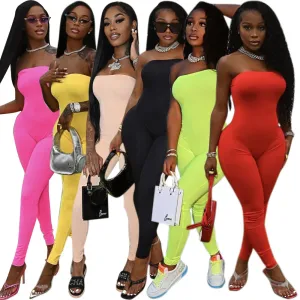 Sexy solid color tube top jumpsuit（AY1873）