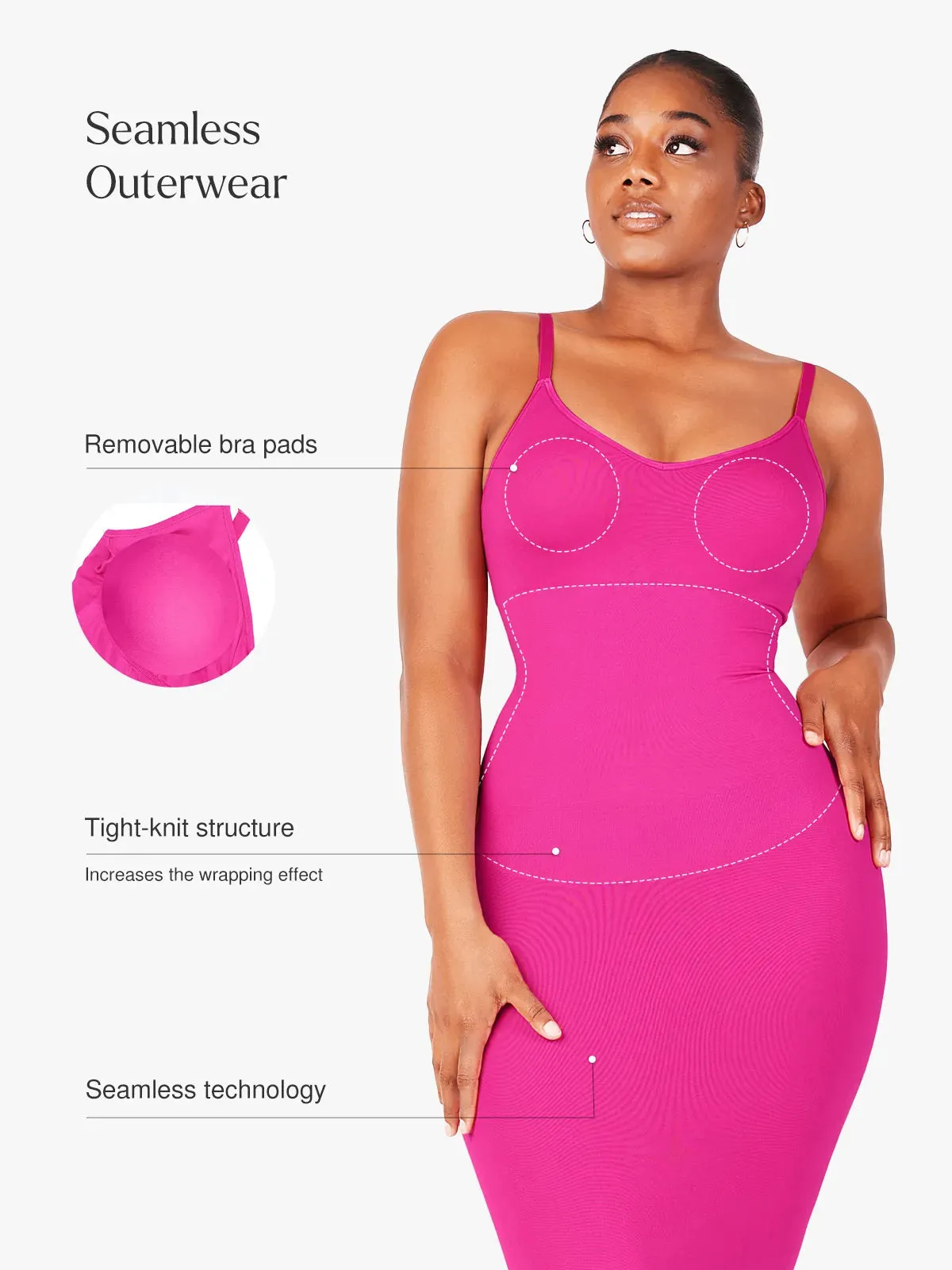 Shaper Seamless Eco-Friendly Spaghetti Strap V-Neck Dress
