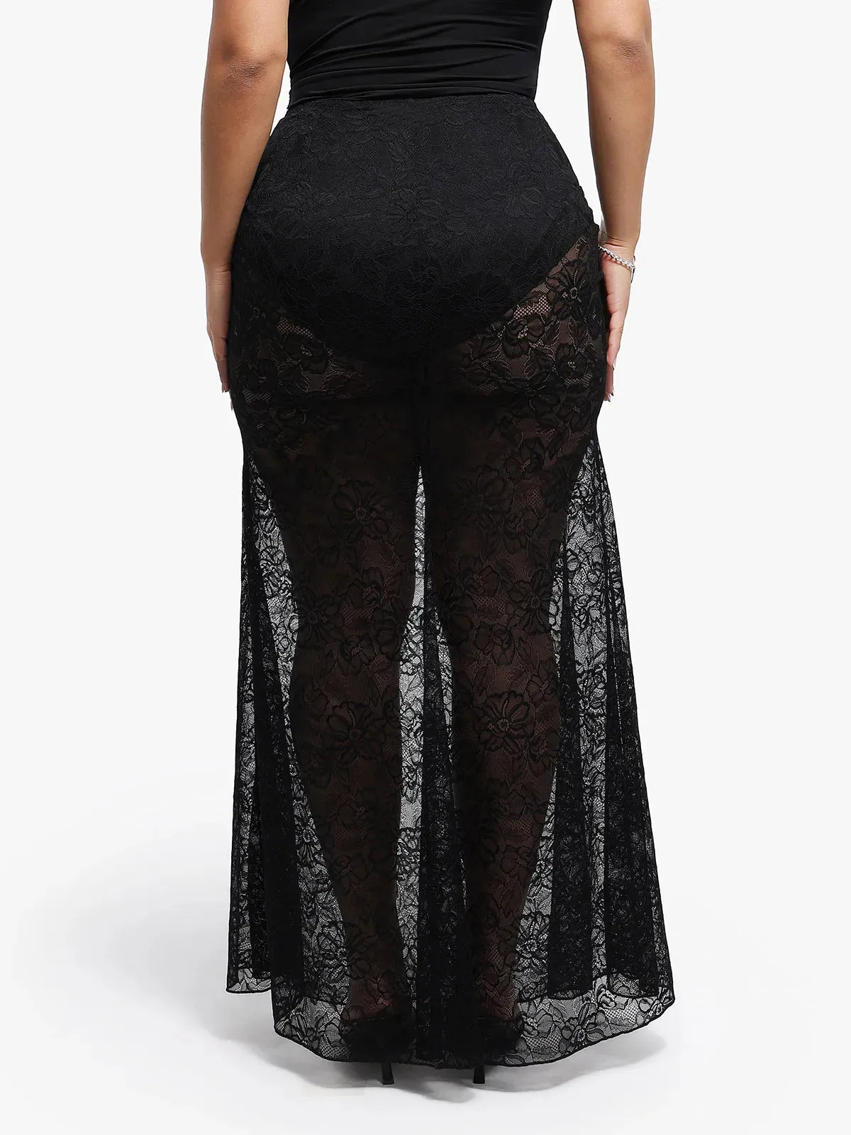 Shapewear Lace Coverup Maxi Fishtail Skirt