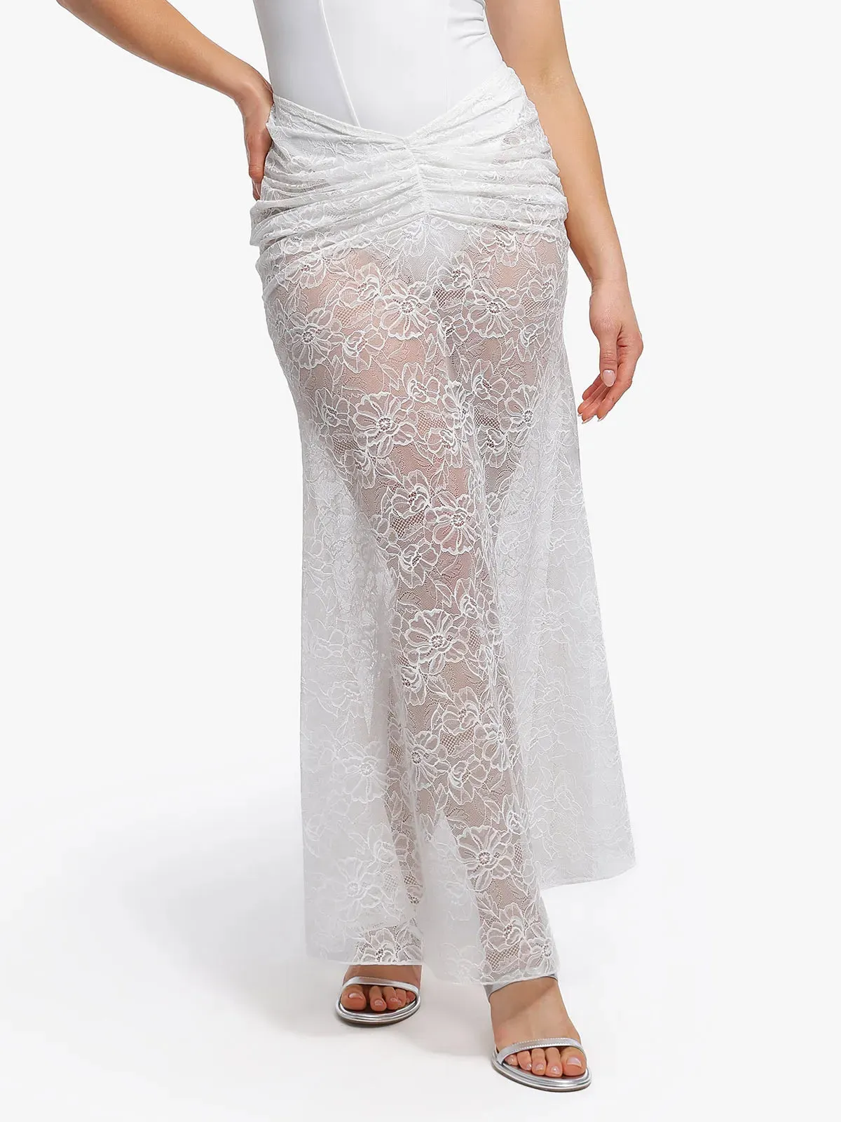 Shapewear Lace Coverup Maxi Fishtail Skirt